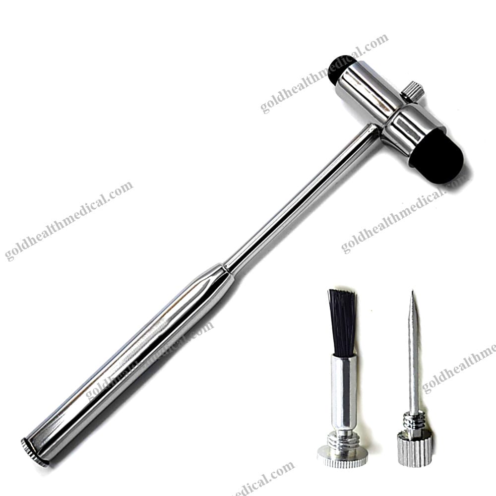 Babinski Reflex Hammer with Pin Brush for Neurological Diagnosis and Surgical Use
