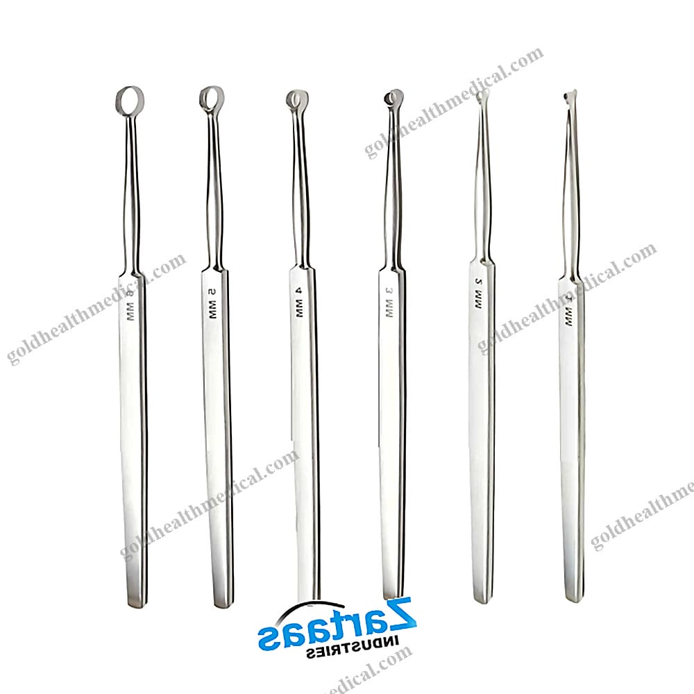 ENT Dermatology Fox Dermal Curettes Set 6 Sizes