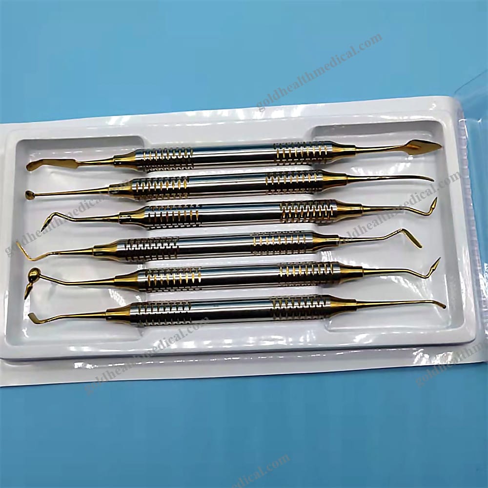 QNQ Titanium Gold Dental Composite Resin Filling Spatulas Kit High