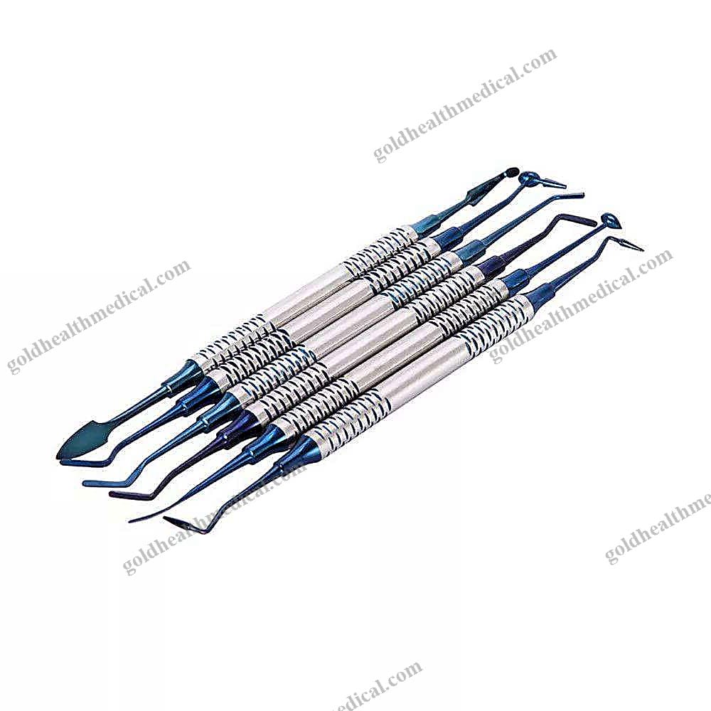 6Pcs TitaniumCoated Dental Composite Resin Spatula Set with