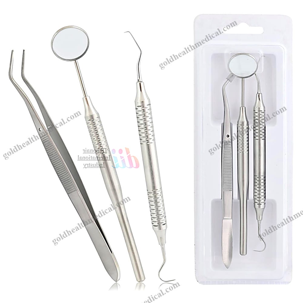 Basic Dental Exam Set Mirror Explorer Cotton Plier