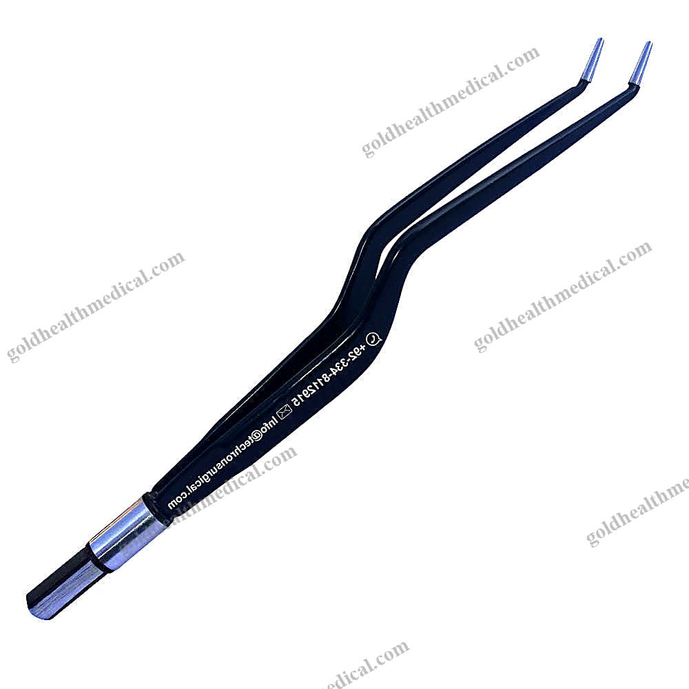 European Bayonet Bipolar Forceps  Angled Up Electrosurgical Access