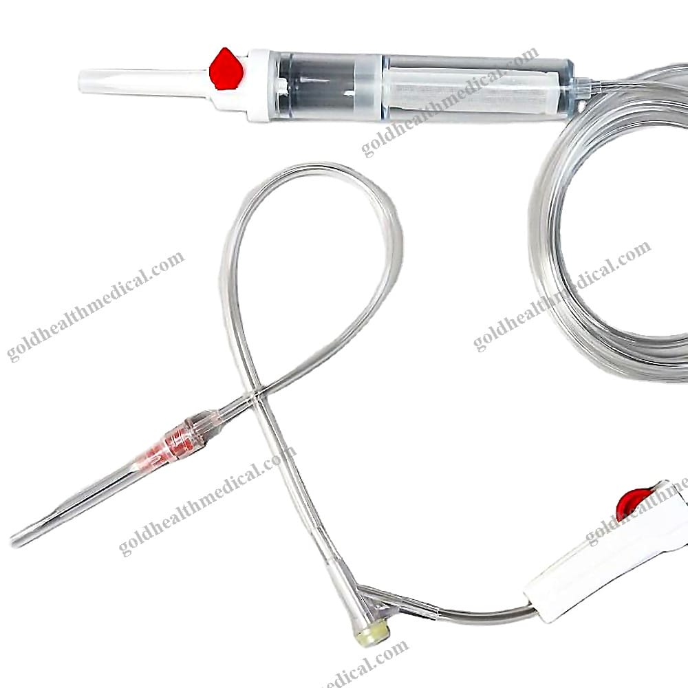 Lock Adapter Blood Transfusion Set With 18G Needle Burette Set