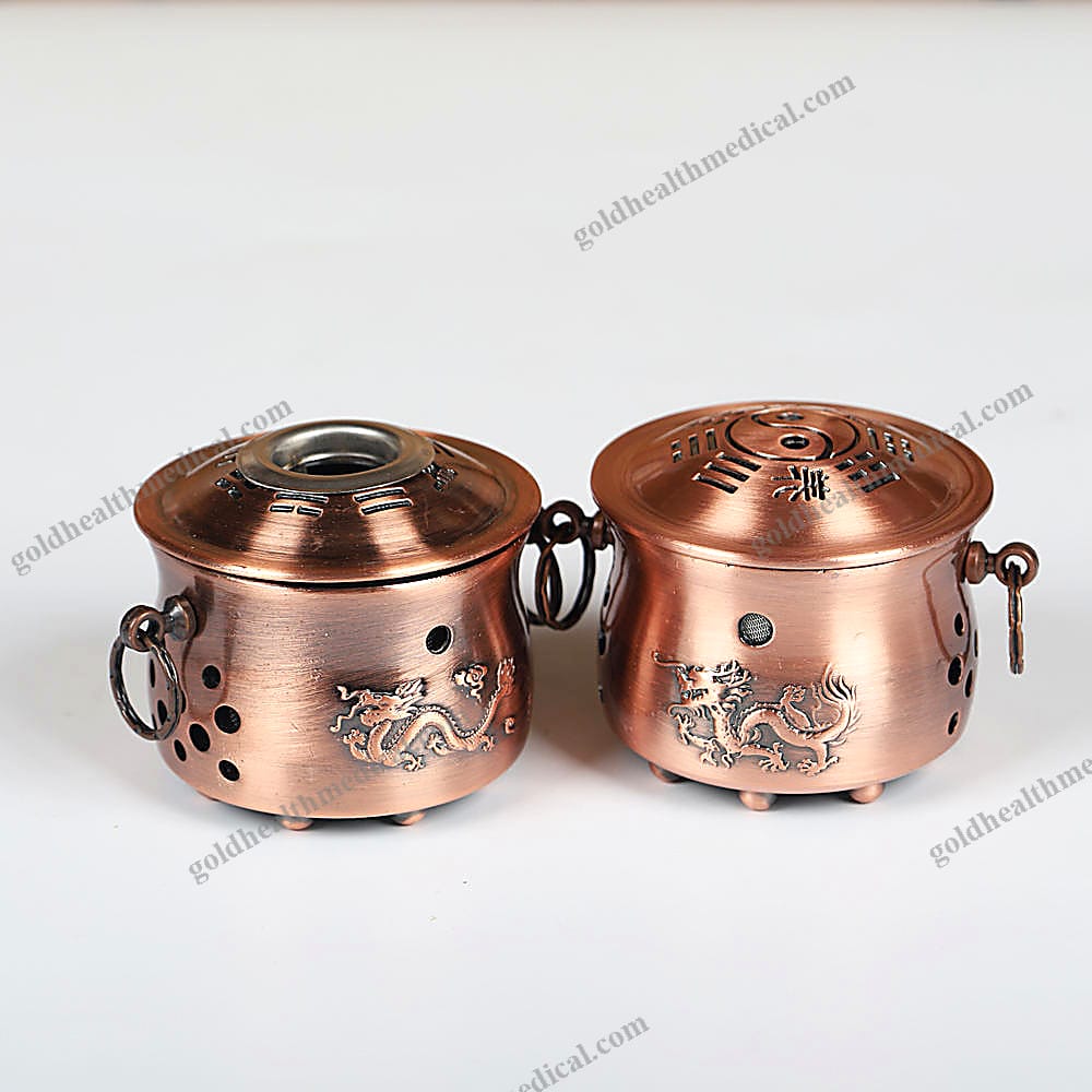 Portable Pure Copper Moxibustion Pot with Moxa Roll Box