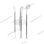 Stainless Steel Dental Examination Set Tweezer Scaler Mirror