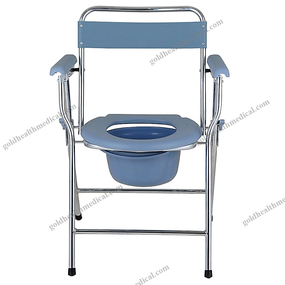Portable Carbon Steel Commode Chair with Bedpan