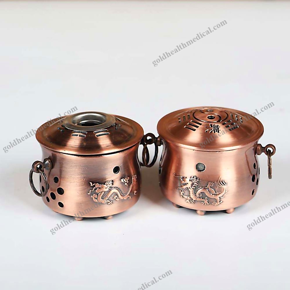 Portable Pure Copper Moxibustion Pot with Moxa Roll Box