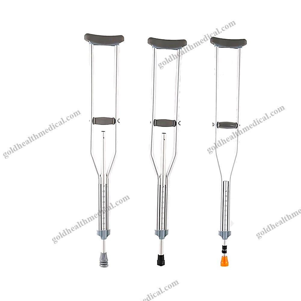 Aluminum Underarm Crutches Lightweight Adjustable Rubber Handle Walking Aid