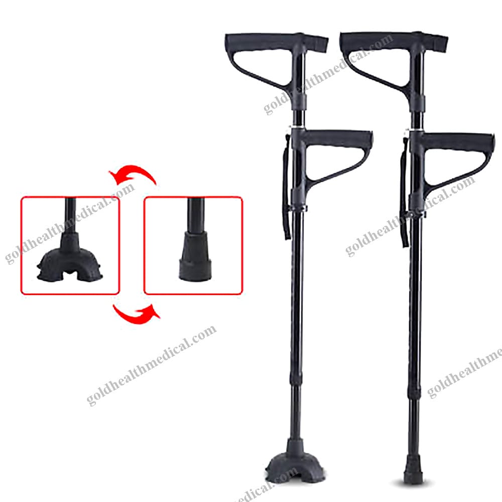 Customizable Height Adjustable NonSlip Crutch with Multifunctional Walking