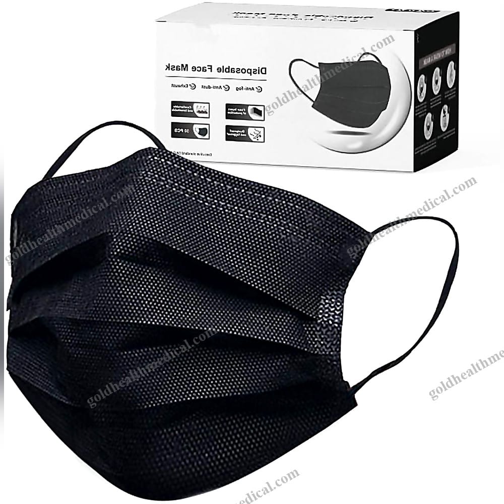 Customized Earloop 3Ply Surgical Mask Black AntiFog Fabric