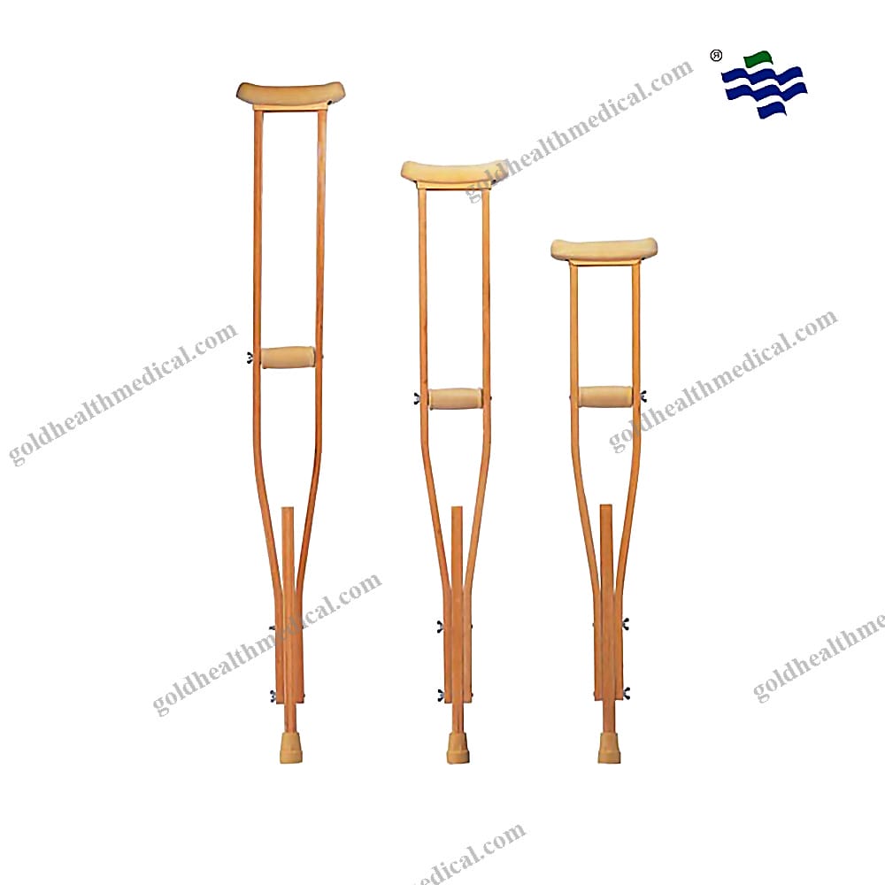 Ticare Adjustable Wooden Axillary Crutches for Disabled Patients