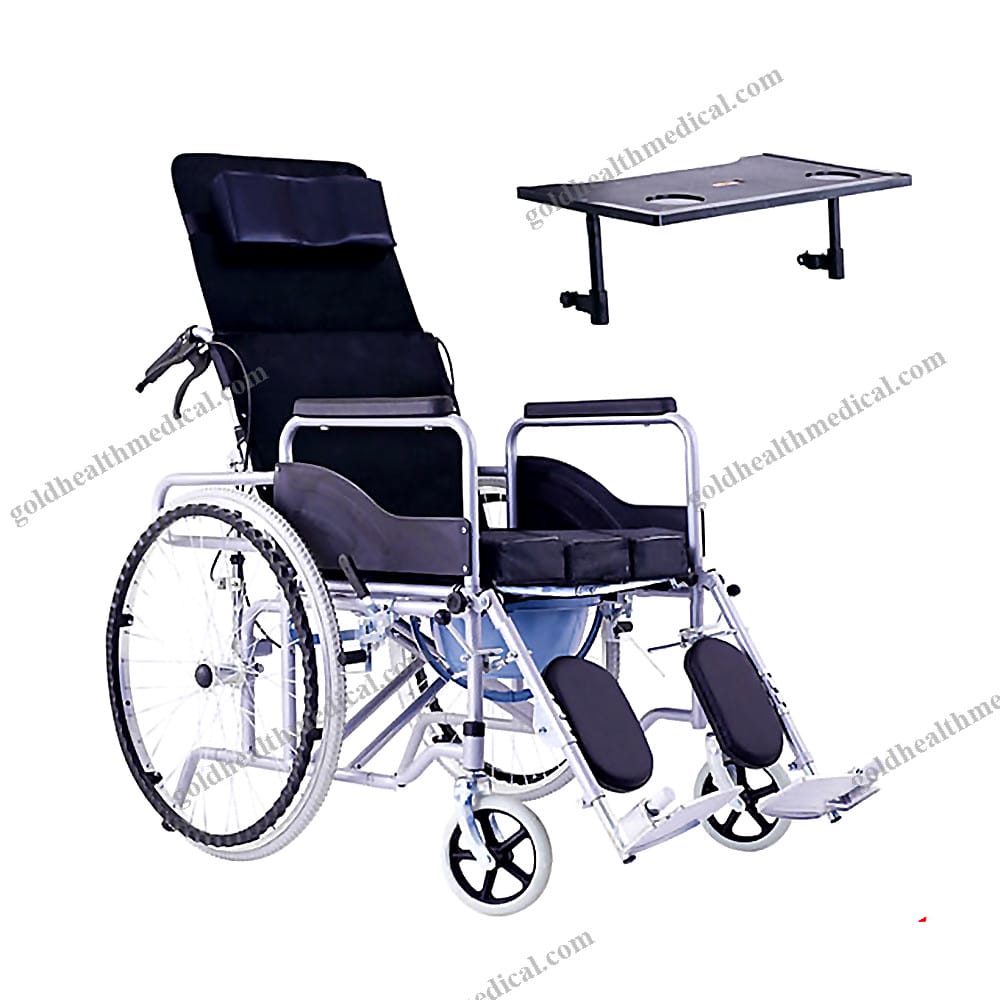 Lightweight Folding Reclining Wheelchair with Toilet Function