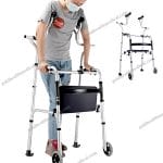 Aluminum Walker for Lower Limb Training with Wheelbarrow for Disabled Elder