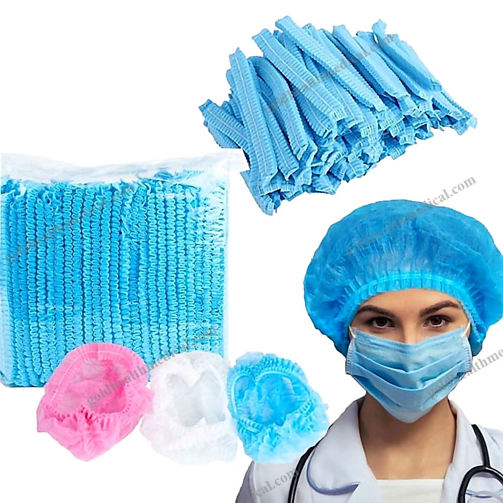 Surgical Bouffant Cap NonWoven Round Mob Hat for Medical Professionals