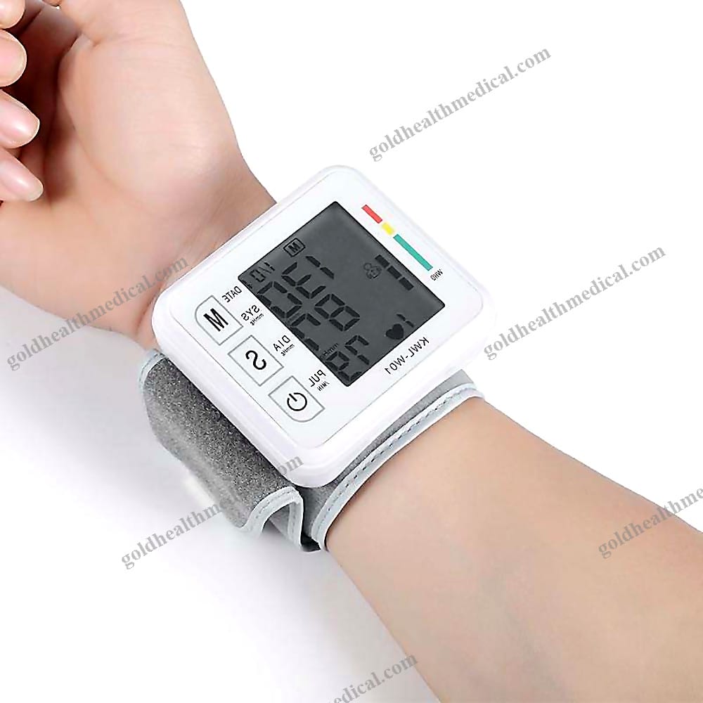 Wrist Blood Pressure Monitor with Large LCD Display and Adjustable Cuff