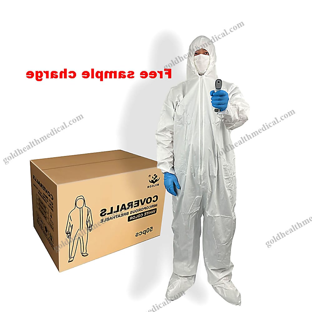Type 56 White Ppes Disposable Coverall Suit with Zipper