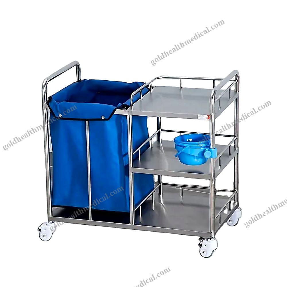 Stainless Steel Medical Waste Cleaning Trolley