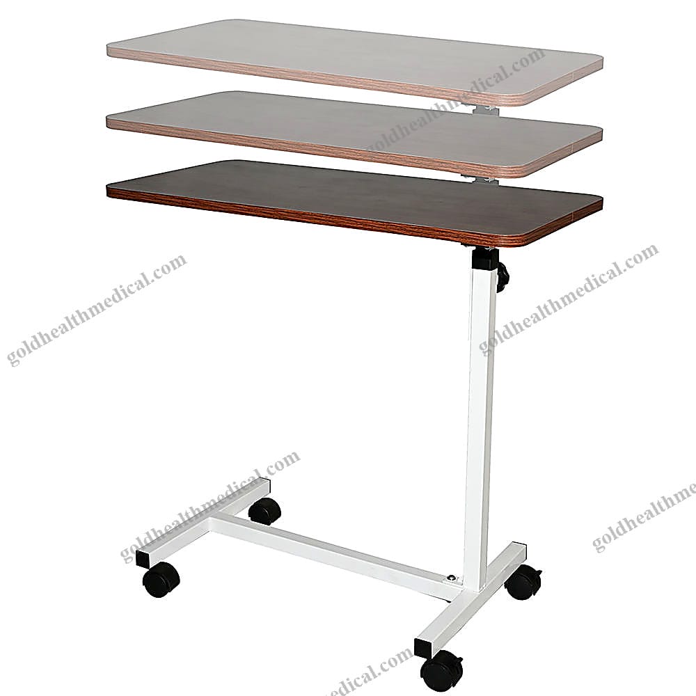 Adjustable Height Overbed Table with Wheels for Home and Hospital Use