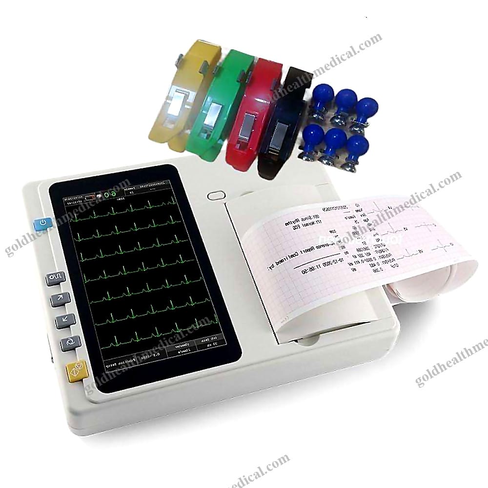 12Lead Touch Screen ECG Machine with Color Clamp
