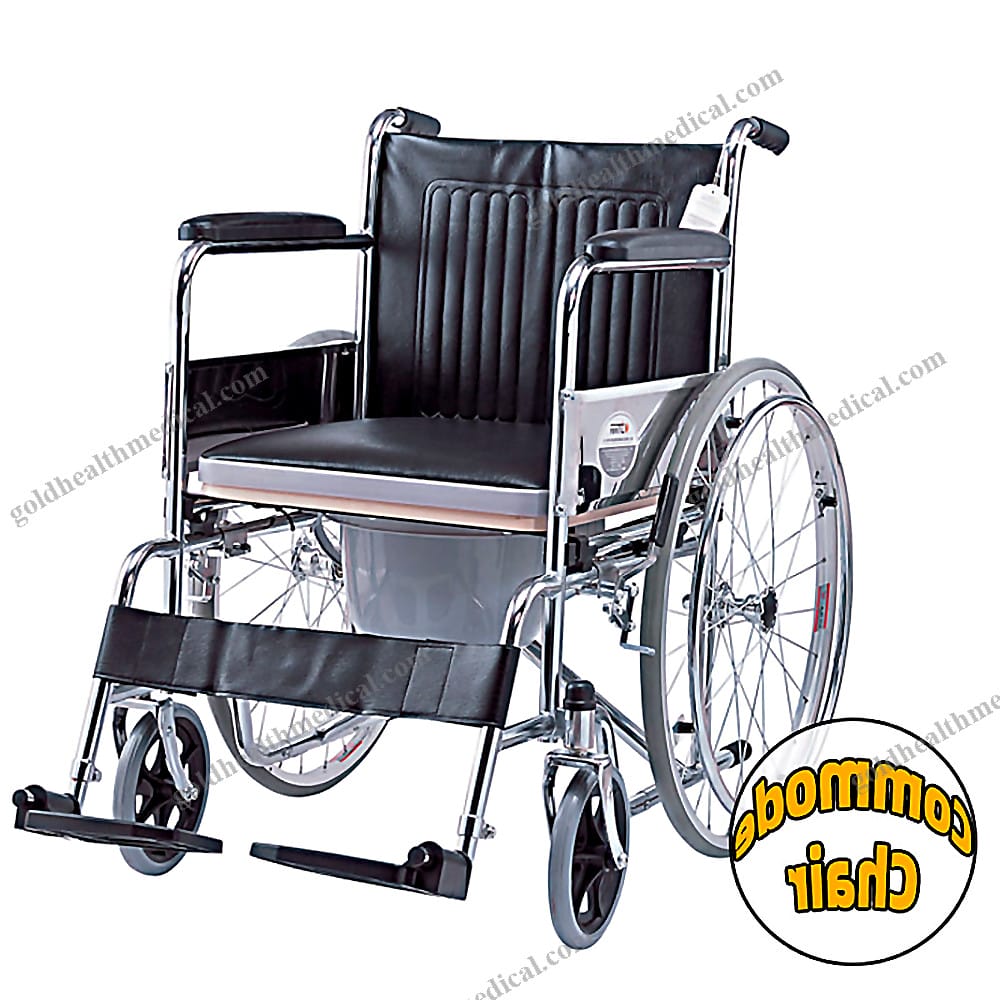 Heavy Duty Portable Commode Wheelchair with Foldable Design and Commode Seat