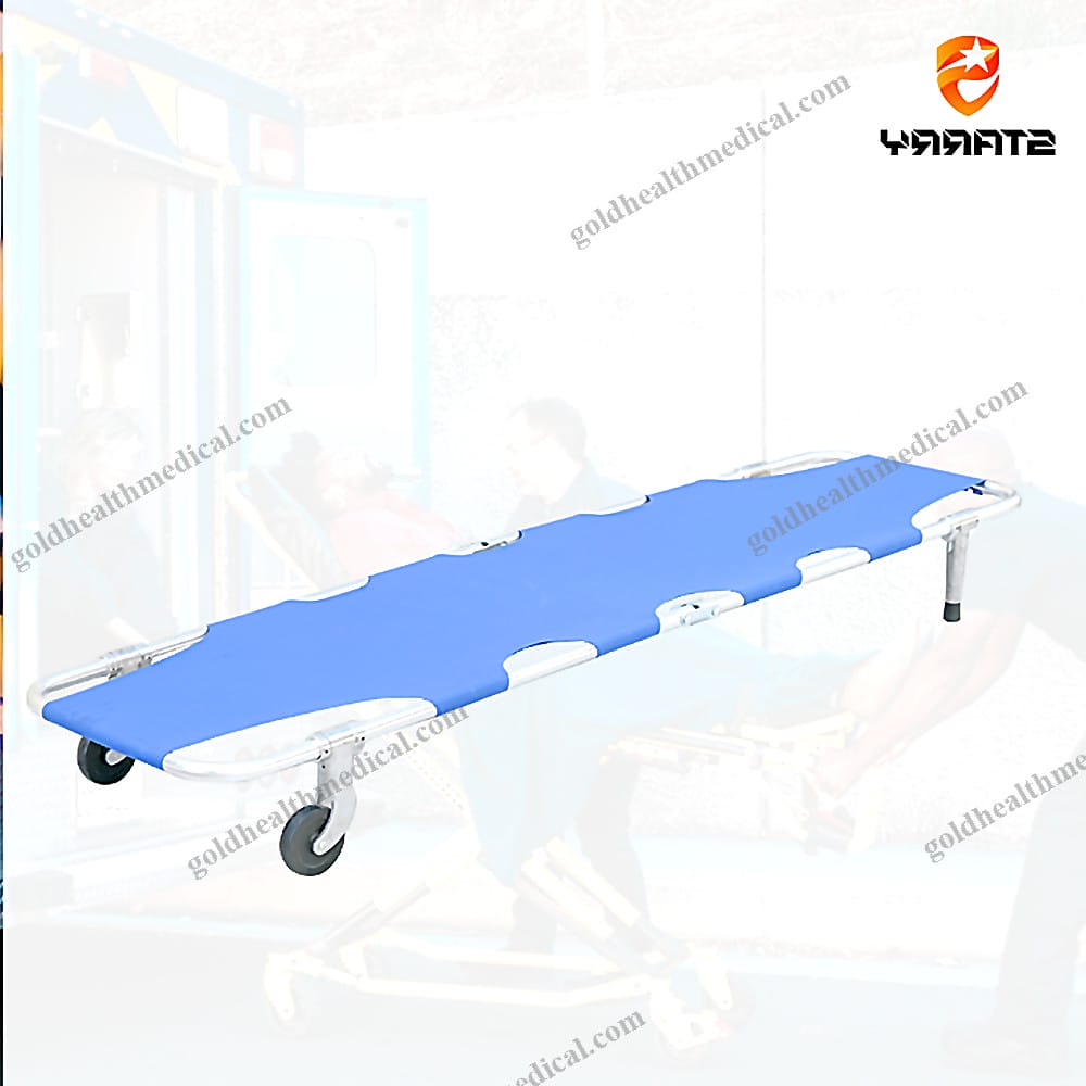 Emergency Aluminum Folding Stretcher with Castors for First Aid and Rescue Operations