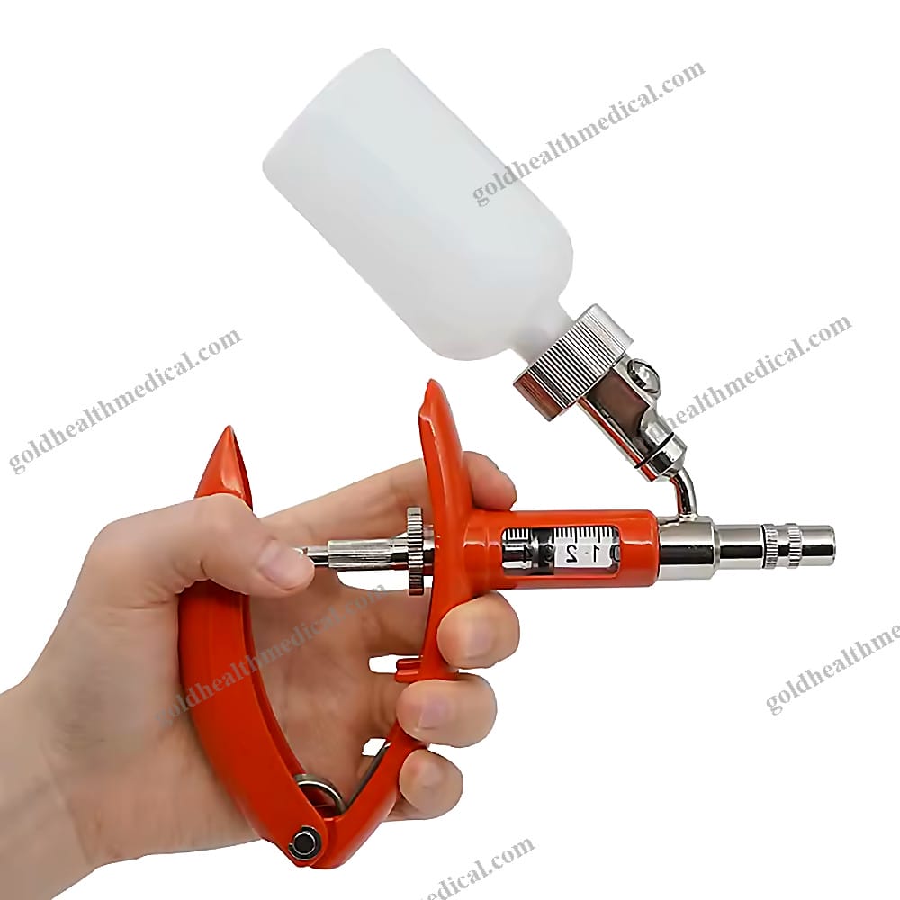 Veterinary Adjustable Automatic Metal Vaccine Syringe for Pig Sheep Animals Vaccination Injector
