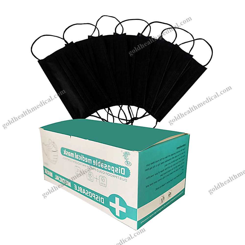 3Ply Disposable Surgical Mask Black 50Pcs NonWoven