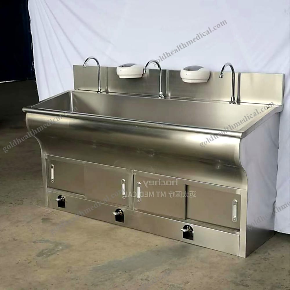 HOCHEY MEDICAL Stainless Steel Surgery Scrub Sink for Two Persons