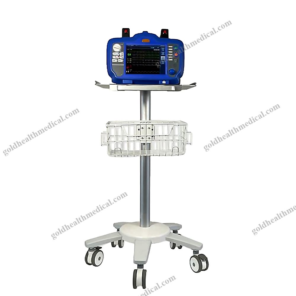 Defibrillator Monitor Trolley with Movable Basket