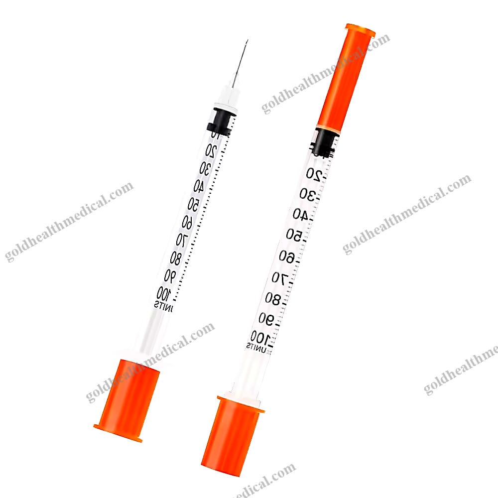 Sterile Insulin Syringe with Pink Cap and Needle