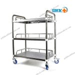 Stainless Steel Medical Trolley with Three Layers for Hospital and Dental Surgery Treatment