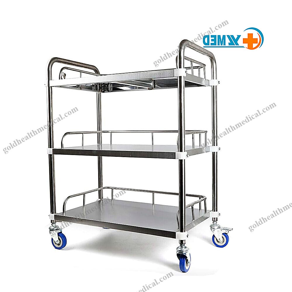 1601204822528_1 Stainless Steel Medical Trolley with Three Layers for Hospital and Dental Surgery Treatment - Image 1