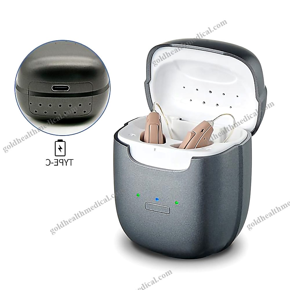 Rechargeable BTE Hearing Aid with Drying Case