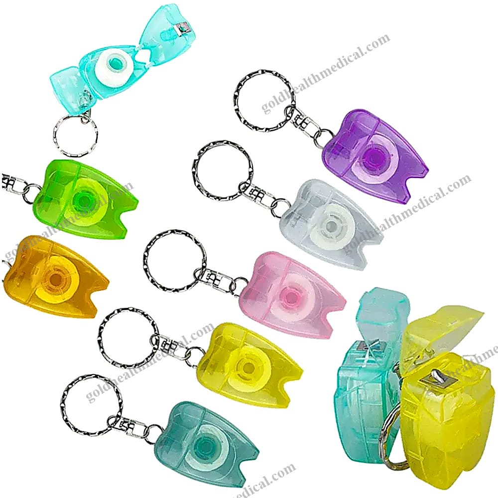 100Pcs Portable Dental Floss Picks with Keychain