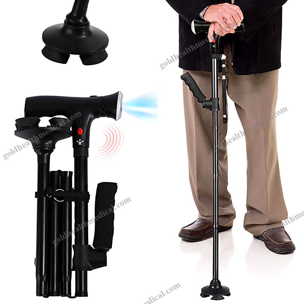DualGrip Telescopic LED Cane with Alarm