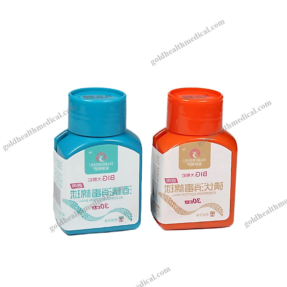 Factory Direct Sterile Iodophor Alcohol Cotton Ball 30 Bott