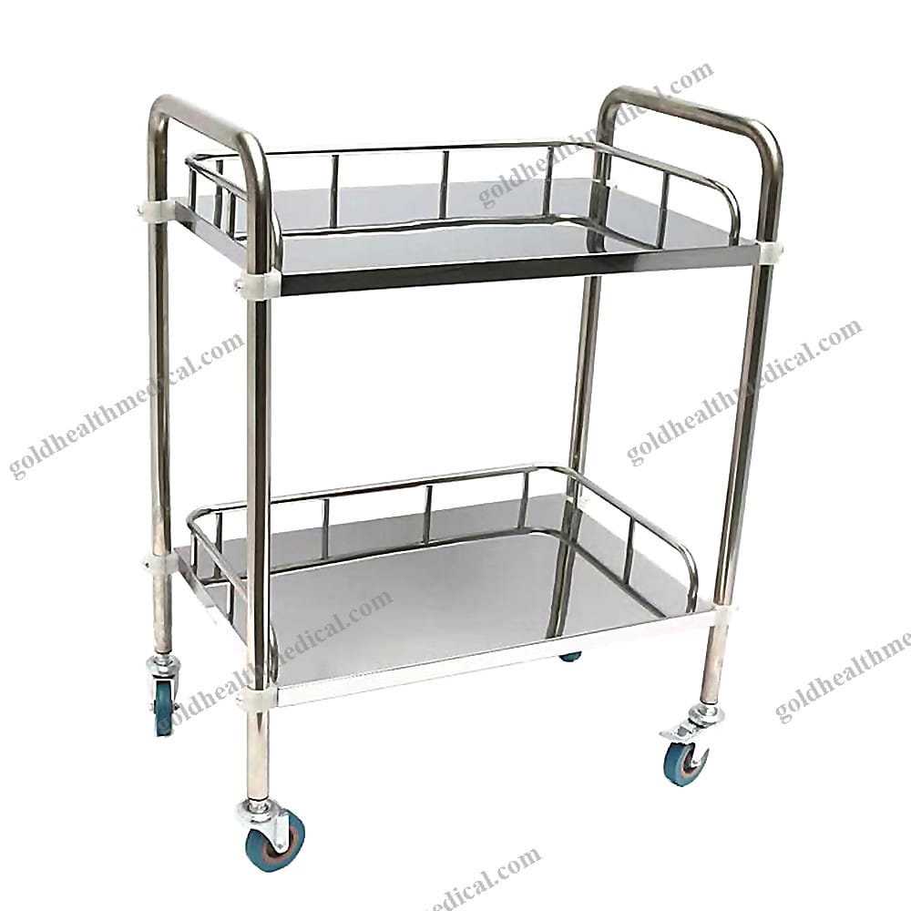 BDT201D TwoTier Stainless Steel Medical Cart With Wheels