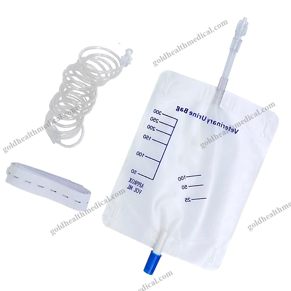 Veterinary Surgical Drainage Bag with Extension Tube and Straps for Dogs and