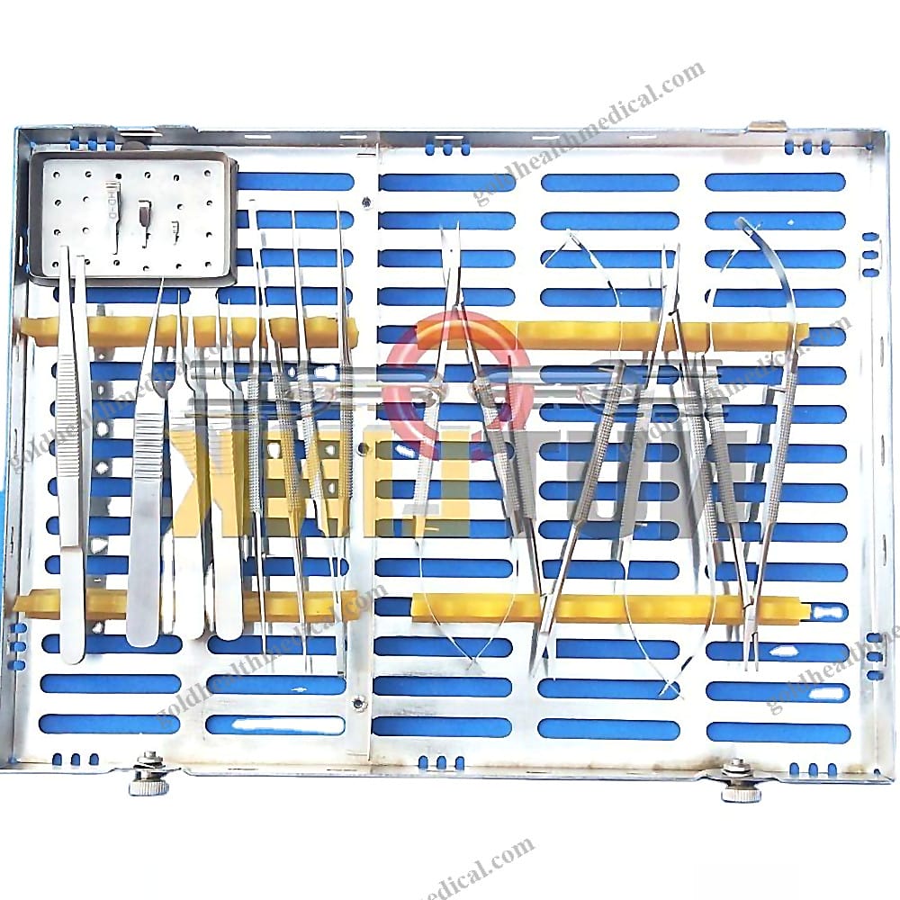 Microsurgery Instrument Set Hand Surgery Essentials with Flat Handle Vascular