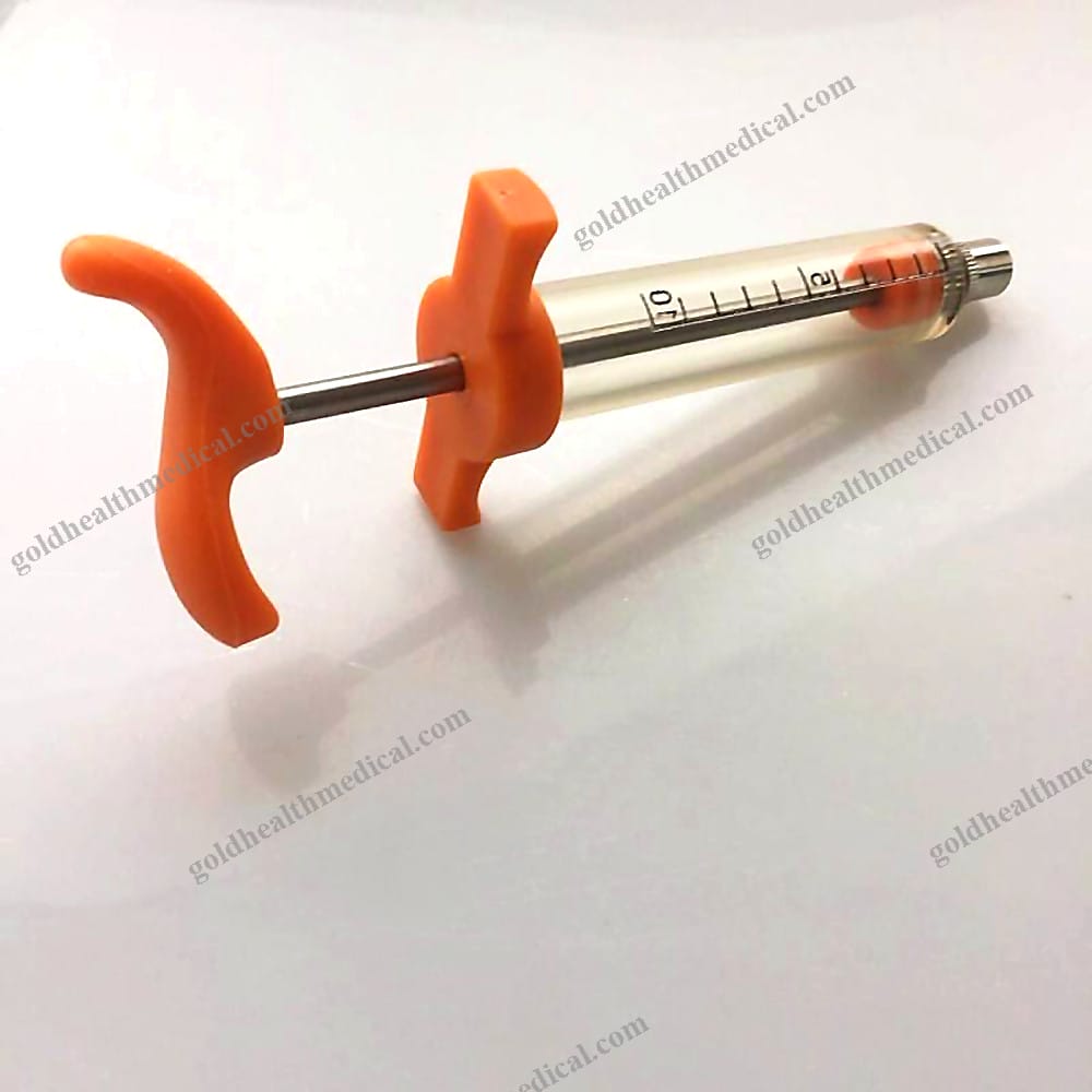 TPX Plastic Steel Orange Syringe for Veterinary Cosmetic Use