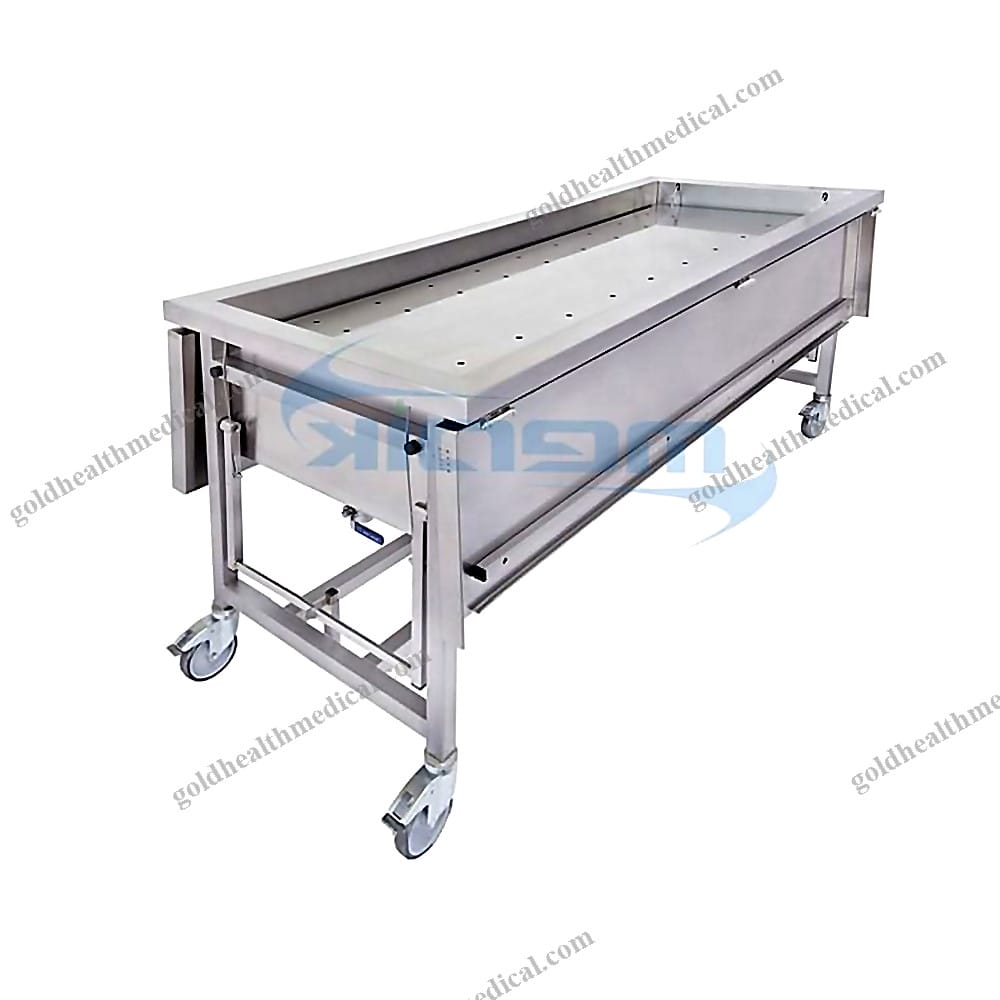 Mobile Stainless Steel Autopsy Table with Dip Tank