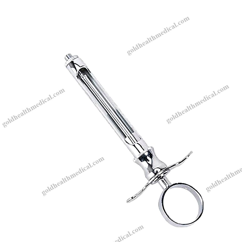 Stainless Steel Veterinary Syringe with Adjustable Glassware